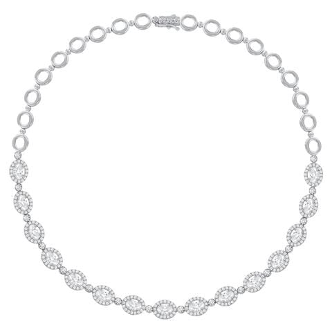Royal Iced Oval Tennis Necklace – Gold & Gems