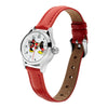 25mm Mickey & Minnie Mouse In Love Watch | White Dial Red Leather Band