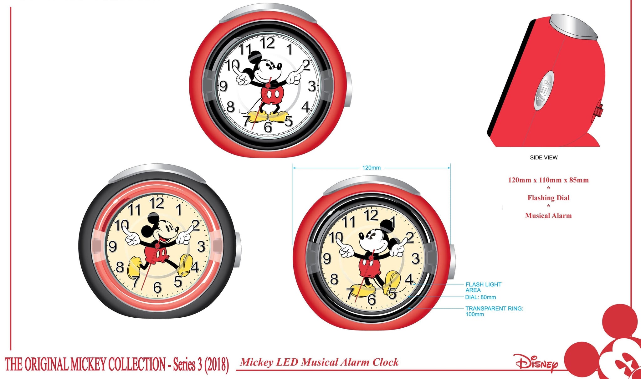 Official Disney Alarm Clock | Red – Gold & Gems
