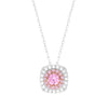 Double Halo Round Necklace - Pink