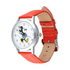 35mm Minnie Mouse Watch | White And Silver Dial & Red Leather Strap